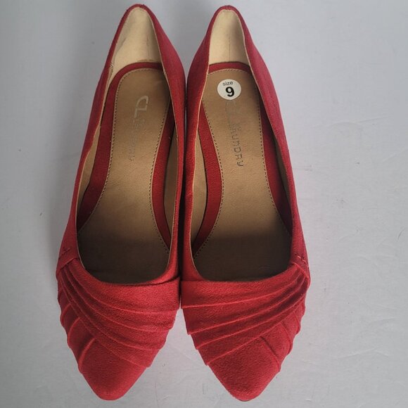 CL by Laundry Saleema Suede Ballet Flats Shoes in Chili Red. Size 9 - Picture 2 of 7